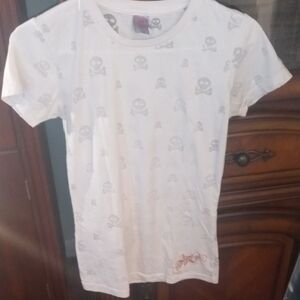 White SoCal Skull Pattern Women's Tee